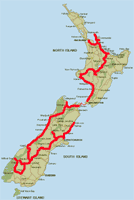 trasa naší cesty po NZ - klikni pro větší formát